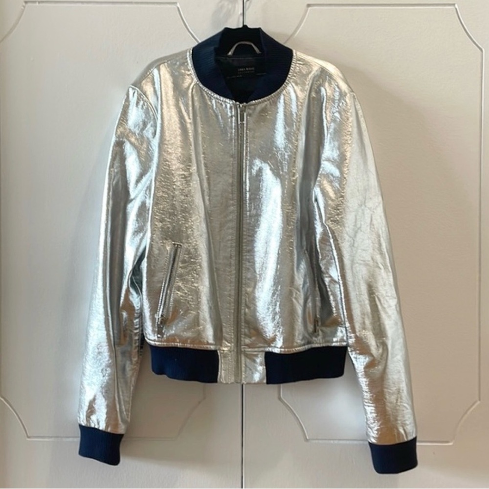 Zara Silver Bomber Jacket